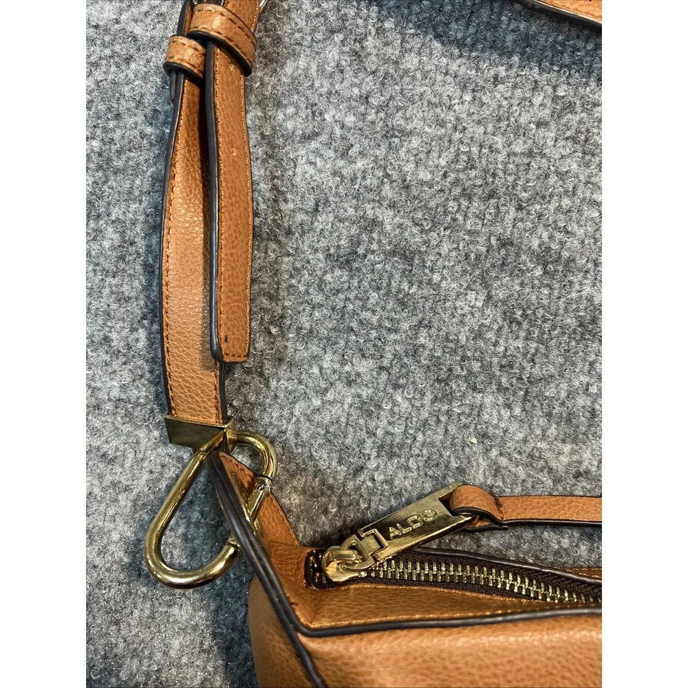 ALDO Cognac Brown Hobo Shoulder Bag with Braided Chain Strap